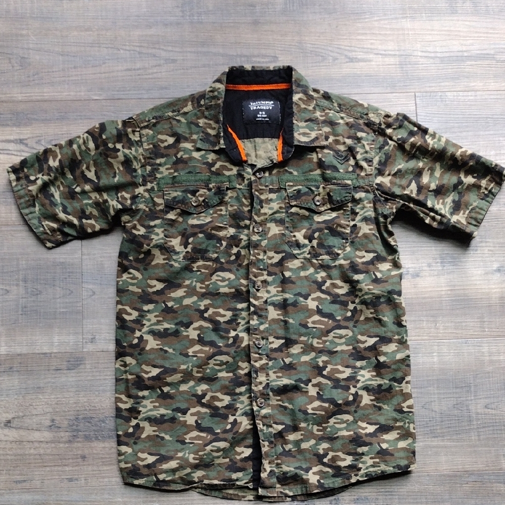 Triumph Green and Brown Button Down Shirt